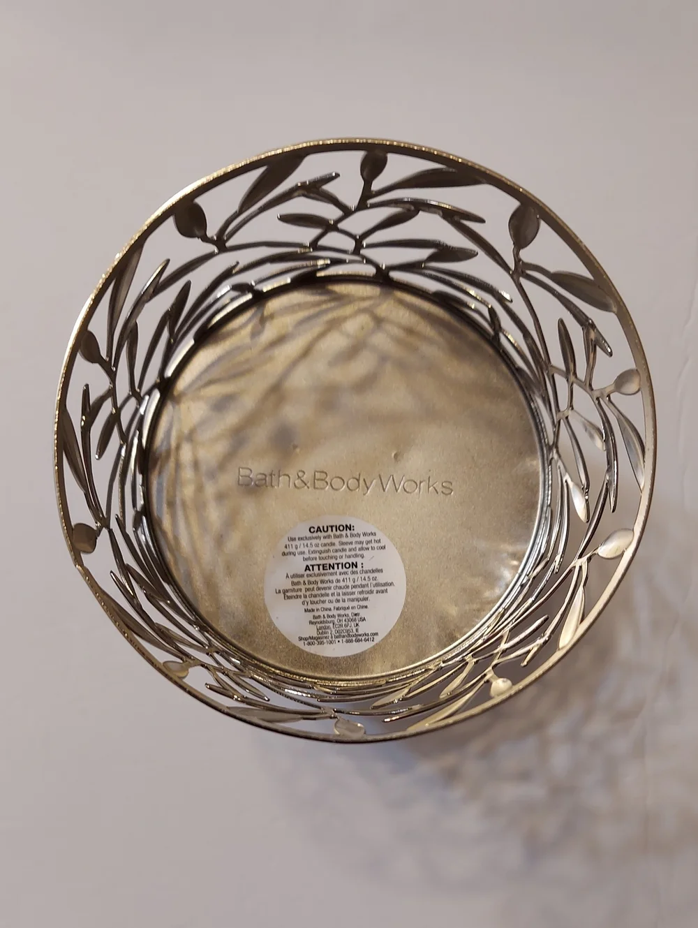 Bath & Body Works Silver Leaf Cutout Candle Holder